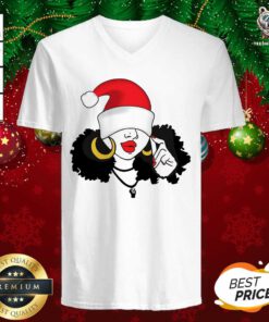 Black Girl Magic Merry Christmas V-neck - Design By Teeshirtbear.com