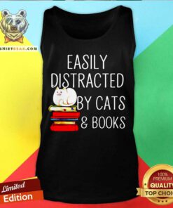 Easily Distracted By Cats And Books Tank Top - Design By Teeshirtbear.com