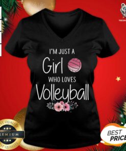 I’m Just A Girl Who Loves Volleyball Flowers V-neck - Design By Teeshirtbear.com