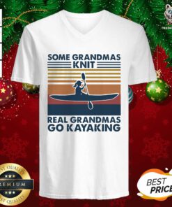 Some Grandmas Knit Real Grandmas Go Kayaking Vintage V-neck - Design By Teeshirtbear.com
