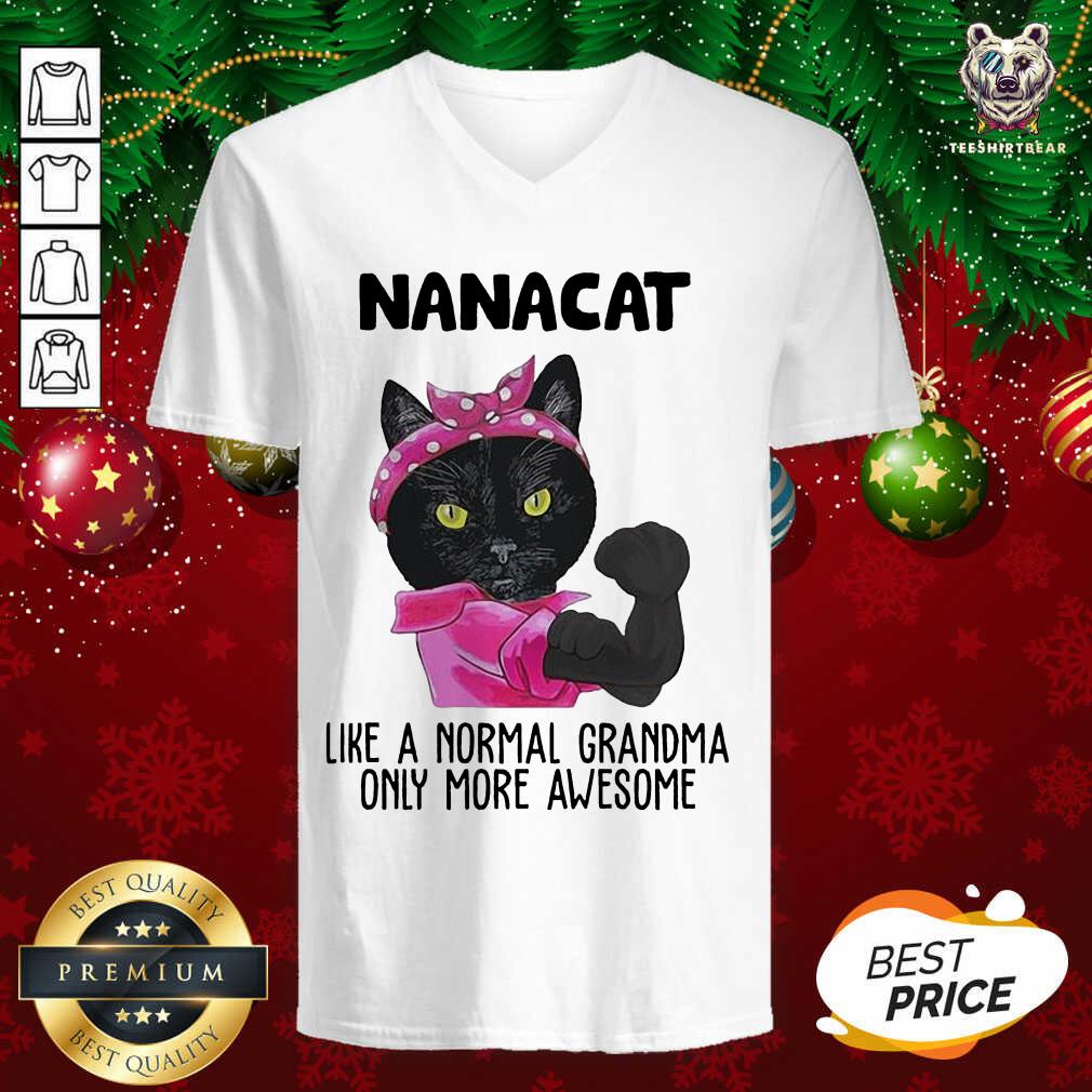 Black Cat Nanacat Like A Normal Grandma Only More Awesome V-neck - Design By Teeshirtbear.com Black Cat Nanacat Like A Normal Grandma Only More Awesome V-neck - Design By Teeshirtbear.com