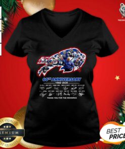Buffalo Bills 60th Anniversary 1960-2020 Thank You For The Memories Signatures V-neck - Design By Teeshirtbear.com