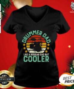 Drummer Dad Like A Regular Dad But Cooler Vintage V-neck - Design By Teeshirtbear.com
