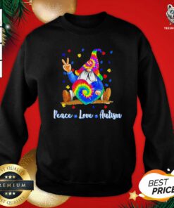 Gnomes Hug Heart Peace Love Autism Sweatshirt - Design By Teeshirtbear.com