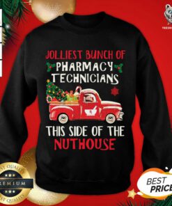 Jolliest Bunch Of Pharmacy Technician This Side Of Nuthouse Car Red Xmas Sweatshirt - Design By Teeshirtbear.com