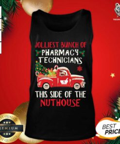 Jolliest Bunch Of Pharmacy Technician This Side Of Nuthouse Car Red Xmas Tank Top - Design By Teeshirtbear.com