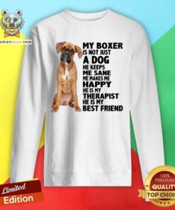 My Boxer Is Not Just A Dog He Keeps Me Sane Me Makes Me Happy He Is My Therapist Best Friend Sweatshirt - Design By Teeshirtbear.com