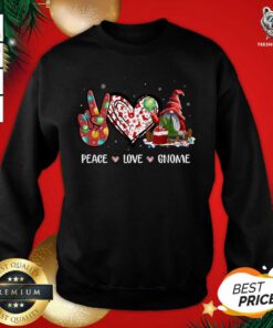Xmas Red Hat Santa Shirt Peace Love Gnome Christmas Matching Pajamas Sweatshirt - Design By Teeshirtbear.com