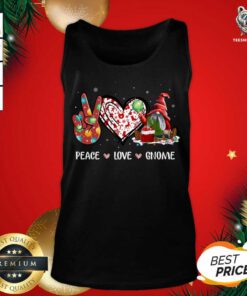 Xmas Red Hat Santa Shirt Peace Love Gnome Christmas Matching Pajamas Tank Top - Design By Teeshirtbear.com
