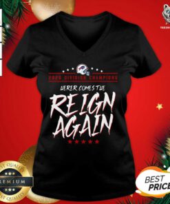 Buffalo Bills 2020 Division Champions Herer Comes The Reign Again V-neck - Design By Teeshirtbear.com