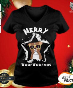 Christmas With My Sweet Dog Gift Idea V-neck - Design By Teeshirtbear.com