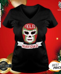 Lucha Libre Feliz Navidad Christmas Luchador Mask V-neck - Design By Teeshirtbear.com