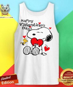 Snoopy Hug Heart And Woodstock Happy Valentine’s Day Tank Top - Design By Teeshirtbear.com