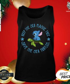 Stitch On The Turtle Keep The Sea Plastic Free Save The Sea Turtles Tank Top - Design By Teeshirtbear.com
