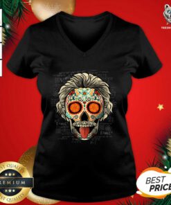 Albert Einstein Skull V-neck - Design By Teeshirtbear.com