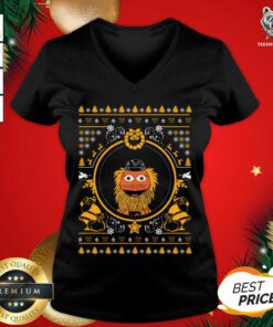 Christmas Gritty Mascot V-neck - Design By Teeshirtbear.com