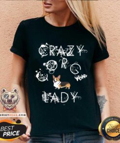 Crazy Corgi Lady V-neck - Design By Teeshirtbear.com