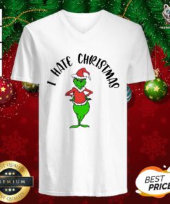 Grinch Hat Santa I Hate Christmas 2020 V-neck - Design By Teeshirtbear.com