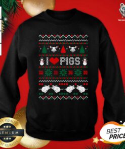 I Love Pigs Ugly Christmas Xmas Sweatshirt - Design By Teeshirtbear.com