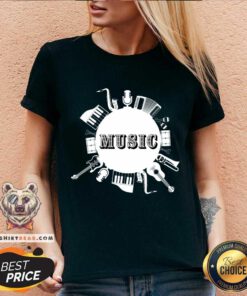 Music Is Life Graphic Design Tee V-neck - Design By Teeshirtbear.com