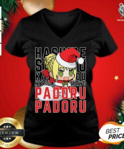Saber Nero Christmas Padoru Padoru V-neck - Design By Teeshirtbear.com