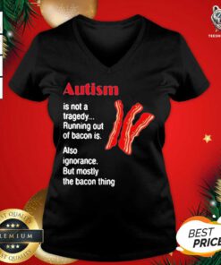 Autism Is Not A Tragedy Running Bacon V-neck - Design By Teeshirtbear.com
