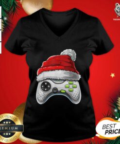 Video Game Controller Santa Hat Christmas ShirtOriginal Video Game Controller Santa Hat Christmas V-neck - Design By Teeshirtbear.com