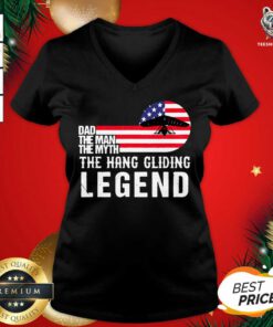 Dad The Man The Myth Hang Gliding Legend Us Flag V-neck - Design By Teeshirtbear.com