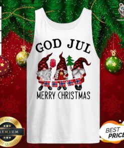 Gnomes God Jul Merry Christmas Tank Top - Design By Teeshirtbear.com