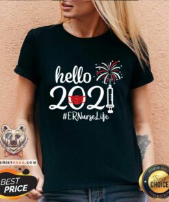 Hello 2021 ER Nurse Life Quarantine New Year V-neck - Design By Teeshirtbear.com