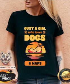 Just A Girl Who Loves Dogs And Naps V-neck - Design By Teeshirtbear.com