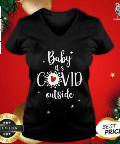 Baby It's Covid Outsideheart Corona Virus Christmas V-neck - Design By Teeshirtbear.com