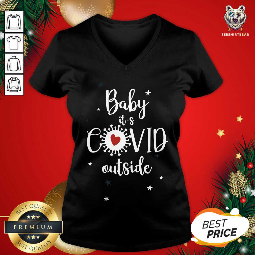 Baby It's Covid Outsideheart Corona Virus Christmas V-neck - Design By Teeshirtbear.com Baby It's Covid Outsideheart Corona Virus Christmas V-neck - Design By Teeshirtbear.com
