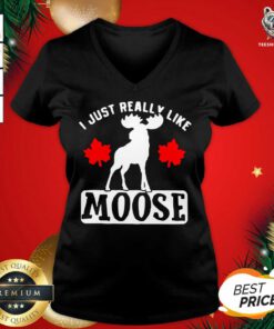 I Just Really Like Moose V-neck - Design By Teeshirtbear.com