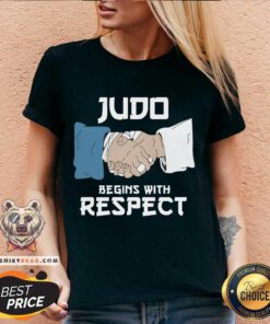Judo Begins With Respect V-neck - Design By Teeshirtbear.com