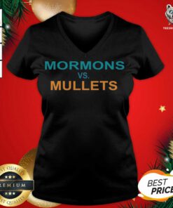 Mormons Vs Mullets V-neck - Design By Teeshirtbear.com
