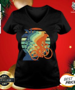 Mountain Biker Cyclist Vintage Retro V-neck - Design By Teeshirtbear.com