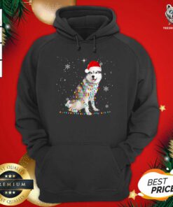 Siberian Husky Santa Christmas Tree Lights Xmas Hoodie - Design By Teeshirtbear.com