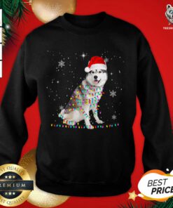 Siberian Husky Santa Christmas Tree Lights Xmas Sweatshirt - Design By Teeshirtbear.com