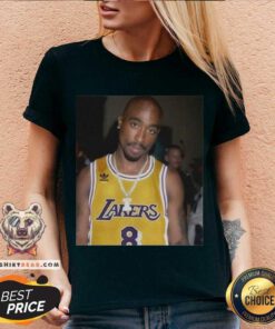 08 Rapper Tupac Shakur Los Angeles Lakers V-neck - Design By Teeshirtbear.com