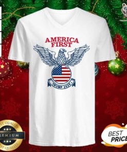America First Tee Donald Trump 2020 Presidential Campaign V-neck - Design By Teeshirtbear.com