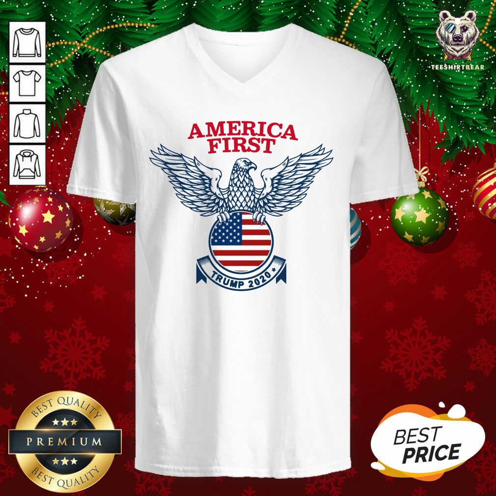 America First Tee Donald Trump 2020 Presidential Campaign V-neck - Design By Teeshirtbear.com America First Tee Donald Trump 2020 Presidential Campaign V-neck - Design By Teeshirtbear.com