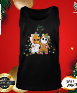 Baby Groot And Baby Unicorn Merry Christmas Tank Top - Design By Teeshirtbear.com