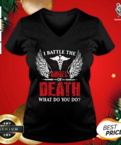 I Battle The Angel Of Death What Do You Do V-neck - Design By Teeshirtbear.com