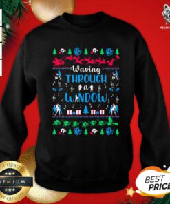 Waving Through Window Ugly Merry Christmas Sweatshirt - Design By Teeshirtbear.com
