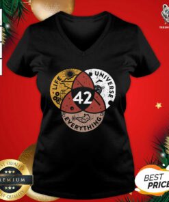 42 The Answer To Life Universe And Everything V-neck - Design By Teeshirtbear.com