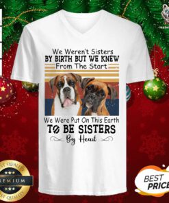 Boxer Dog We Weren’t Sisters By Birth But We Knew From The Start We Were Put On This Earth To Be Sisters By Heart Vintage V-neck - Design By Teeshirtbear.com