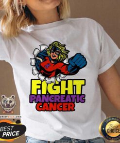 Fight Pancreatic Cancer Purple Ribbon Women Girls V-neck - Design By Teeshirtbear.com