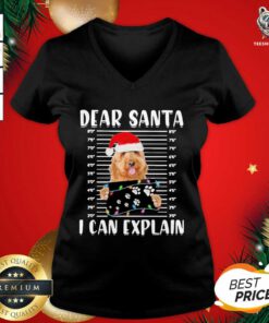 Goldendoodle Hug Dear Santa I Can Explain Merry Christmas V-neck - Design By Teeshirtbear.com