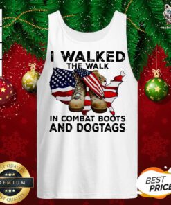 I Walked The Walk In Combat Boots And Dogtags Shoe American Flag Tank Top - Design By Teeshirtbear.com